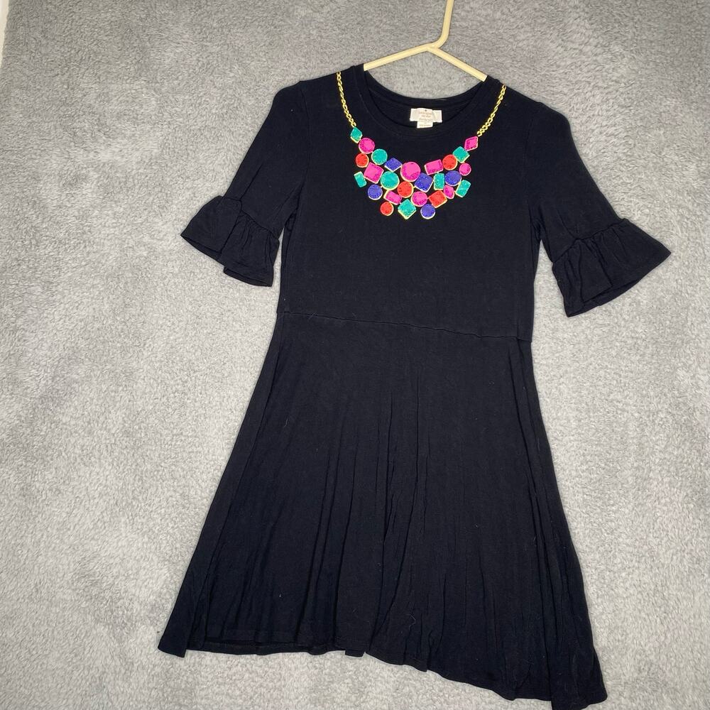 kate spade Black Dress with Colorful Jewel Necklace Graphic